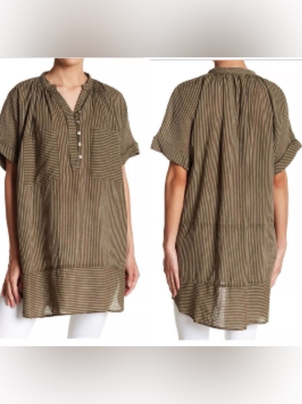 Free People linen cotton blend striped tunic top